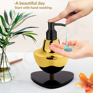 Plantex Gold & Black Stainless Steel and Acrylic Soap Dispenser for Bathroom Countertop/Sink - Pack of 1