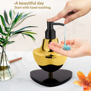 Plantex Gold & Black Stainless Steel and Acrylic Soap Dispenser for Bathroom Countertop/Sink - Pack of 1