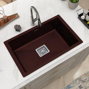 Plantex Quartz Kitchen Sink/UV Protected Kitchen Sink/Undermount Sink for Kitchen/Metalic Single Bowl Sink with Coupling and Hose Pipe - Pack of 1 (16 x 18 inch, Choco Brown)