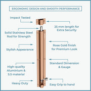 Plantex Stainless Steel 12 inch Tower Bolt/Tower Bolt for Home,Offices Doors and Windows/Tower Bolt for Main Door/Door Latch/Kundi/Chitakini/Door Latch for Windows (Rose Gold, Pack of 1)