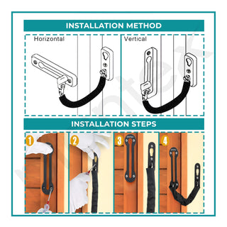 Plantex Heavy Duty Security Door Chain Lock/Anti-Theft Sliding Chain Lock for Inside Door – Pack of 4 (Z - Black, Finish)