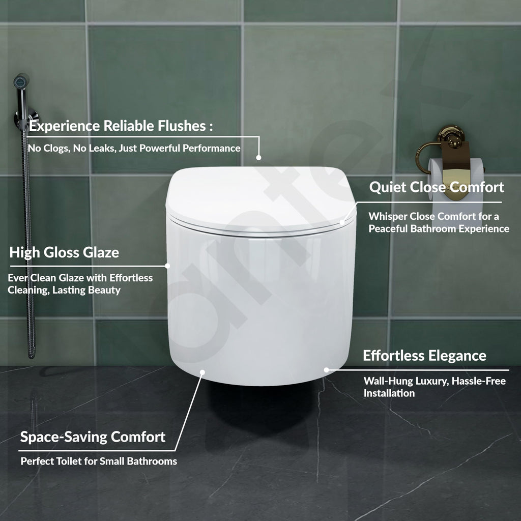 Plantex Italica Ceramic Wall Hung Commode/Imported Rimless Washdown ...