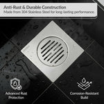 Plantex 304 Grade Stainless Steel Bathroom Drain Cover/Floor Drain Jali for Bathroom/Drainage Cover (6x6 inches) - (AXIO, Chrome)