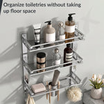 Plantex 3 Tier Bathroom Organizer/Stainless Steel Bathroom Accessories Set with Soap Dish and Brush Slots/Hooks/Tumbler Holder