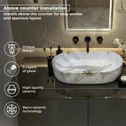 Plantex Oval Ceramic Wash Basin/Tabletop Basin for Bathroom/Washbasin Sink for Home/Office (Glossy White - 21 x 14 x 6 Inch)