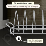 Plantex Stainless Steel Plate Stand for Kitchen Cabinet/Dish Organizer for Kitchen/8 Slot Plate Rack Holder-(Size-4 inches, Slot- 8, Pack of 1)