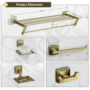 Plantex Decan 304 Grade Stainless Steel Bathroom Accessories Set- Towel Rack/Soap Holder/Robe Hook/Napkin Ring/Tumbler Holder/Bathroom Accessories 5Pcs Combo (Brass Antique)