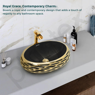 Plantex Table Top Wash Basin For Bathroom/Designer Ceramic Basin/Countertop Vessel Sink Basin - Indo-European Collection (EQTT-594, 23 x 16 x 7 Inch)