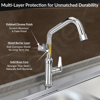 Plantex LEA-712 Pure Brass Kitchen Sink Tap with 360° Swivel Spout for Kitchen Tape with Water Saving Aerator with Teflon Tape-7 Year Warranty by Plantex (Chrome)
