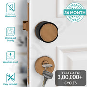 Plantex Main Door Mortise Lock/Brass Heavy Duty Door Knob Lock/Pull Handle Set for Home/Office - Door Accessories (Rose Gold - Black)