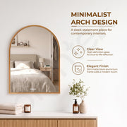 Plantex Aluminium Frame Mirror for Bathroom/Wall Mount Half-Capsule Mirror for Bedroom/Dressing Room/Living Room/Entryway - (Gold, 18x24 Inch)