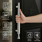 Plantex Main Door Handle/Stainless Steel & Aluminium Door Handle/300mm Pull-Push Handle for Home/Office/Hotel - Pack of 1 (DTMD-413, Satin & Chrome)
