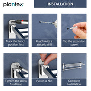 Plantex Towel Rack for Bathroom/Stainless Steel Towel Bar/18 Inch Towel Holder with Towel Rod/Bathroom Accessories - Pack of 2 (Chrome)