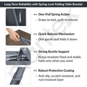 Plantex Heavy Duty 16 Inch Foldable Table Bracket/GI Steel Multipurpose Shelf Bracket/Space Saving Wall Bracket/Folding Bracket for Home & Office - Pair of 1 (Grey)