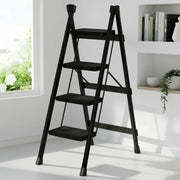 Plantex 4 Step Ladder for Home Use/Wide Anti-Slip Heavy-Duty Step Stool/Lightweight Kitchen Ladder 4 Step (Black)