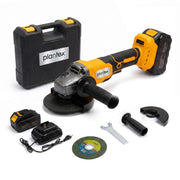 Plantex Cordless Angle Grinder 21V/Brushless Motor/125mm Cutting Disc/0-7000 RPM/Variable Speed Angle Grinder with 2 Batteries/Charger & Carrying Case – Yellow (APS-ML-A005)