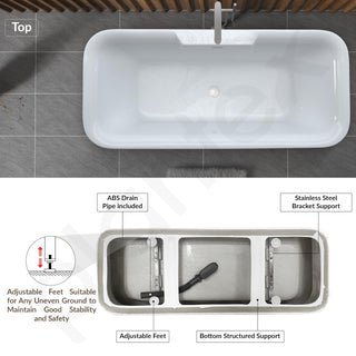 Plantex Freestanding Bathtub For Bathroom/Bath tub for Adults/Deep Soaker Bathtub with Overflow, Popup and Drain Pipe (BSM-219-White-1700mm)