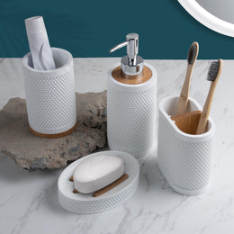 Plantex Polyresin Bathroom Accessories Set Soap Dispenser/Toothbrush Holder/Tumbler Holder/Soap Dish - 4 Piece(922)