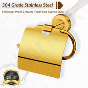 Plantex 304 Grade Stainless Steel Toilet Paper Roll Holder/Tissue Paper Holder/Bathroom Tissue Holder/Bathroom Accessories - Daizy (Golden)