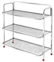 Plantex Shoe Stand for Home|Steel Shoe Rack for Home|Shoe Organiser|Rack for Shoes|Mini Shoe Rack Cover 3 Layer (Silver)