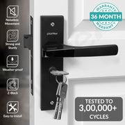 Plantex Heavy-Duty Door Lock Set - Main Door Lock Handle Set/Mortise Lock with 3 Keys, Brass Lock Body & Cylinder (8114 - Z Black & DC Black)