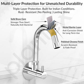 Plantex Kitchen Taps for Home Sink with Water Saving Nozzle/High Arc 360° Swivel Spout for Sink Tap with Brass Wall Flange-7 Year Warranty by Plantex -(ICO-910-Chrome).