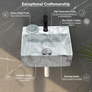 Plantex Wall Mount Wash Basin for Bathroom/Designer Ceramic Basin/Rectangle Countertop Wash Basin/Home/Office (13 x 11.5 x 4.5 Inch)