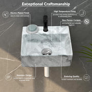 Plantex Wall Mount Wash Basin for Bathroom/Designer Ceramic Basin/Rectangle Countertop Wash Basin/Home/Office (13 x 11.5 x 4.5 Inch)
