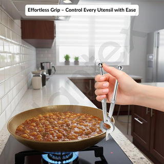 Plantex Stainless Steel Kitchen Pincers/Sandasi/Sansi/Pakkad/Utensils Holder (Chrome)