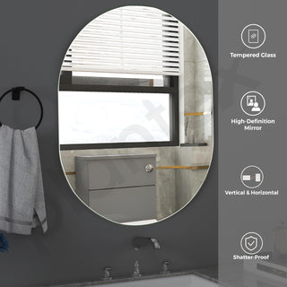 Plantex Frameless Mirror for Bathroom/Dressing Room/Living Room/Bedroom/Entryway - Capsule Shape (18 X 24 Inch)