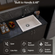 Plantex Quartz Acrylic Kitchen Sink/Undermount Sink for Kitchen with 10 Years Warranty by Plantex/Granite Single Bowl Kitchen Sinks with Coupling (Ultra Brun 16x18 Inches)