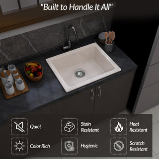 Plantex Quartz Acrylic Kitchen Sink/Undermount Sink for Kitchen with 10 Years Warranty by Plantex/Granite Single Bowl Kitchen Sinks with Coupling (Ultra Brun 16x18 Inches)