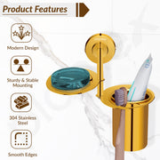 Plantex Daizy Gold Toothbrush/Paste and Tumbler Holder for Bathroom and Wash Basin (304 stainless steel)
