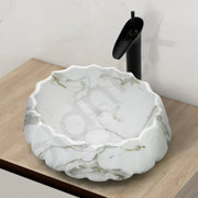 Plantex Ceramic Basin for Bathroom/Table Top Wash Basin/Washbasin for Living Room/Restaurant (Marble Finish, 17 x 15 x 6 Inch)