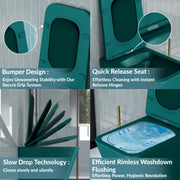 Plantex Ceramic Rimless Wall Hung Western Commode with Rectangular Ceramic Washbasin Combo/P Trap Commode for toilet/Tabletop Wash Basin for Bathroom (Aqua Green)