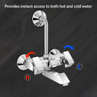 Plantex Brass Wall Mixer for Bathroom with L-Bend Connector for Overhead Shower/Mixer Tap/Wall Mixer for Bathroom 2 in 1 with 7-Year Manufacturer's Warranty- (Pri-318-Chrome)