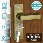 Plantex Heavy-Duty Door Lock Set - Main Door Lock Handle Set/ 6-Lever Lock Mechanism with 3 Years of Warranty/Mortise Lock with 3 Keys, Brass Lockbody & Cylinder (8110 - Brass Antique)