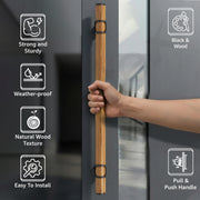 Plantex 18 Inch Main Door Handle/Stainless Steel & Wooden Door Handle/Pull-Push Handle for Door/Office & Hotel - Pack of 1 (DTMD-428, Black & Wood)