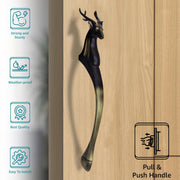 Plantex 13 Inch Deer Shape Door Handle For Main Door/Heavy Duty Main Handles/Pull Push Antique Door Handle for Home/Office - Pack of 1 (Brass Antique)