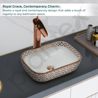 Plantex Ceramic Table Top Wash Basin/Washbasin/Countertop Wash Basin for Bathroom/Living Room(NC-482, 14 x 10 x 5 Inch)