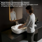 Plantex Ceramic Marble Tabletop Wash Basin/Bathroom Basin Sink/Countertop Basin/Washbasin for Bathroom (Marble Basin with Grey Veins - 18 x 13 x 5.5 Inch)