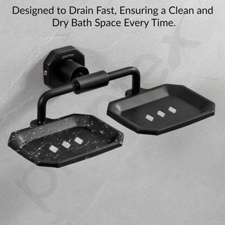 Plantex 304 Grade Stainless Steel Soap Holder for Bathroom/Double Soap Dish/Soap Stand for Kitchen Sink/Bathroom Accessories- Nipron (Black)