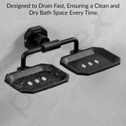 Plantex 304 Grade Stainless Steel Soap Holder for Bathroom/Double Soap Dish/Soap Stand for Kitchen Sink/Bathroom Accessories- Nipron (Black)