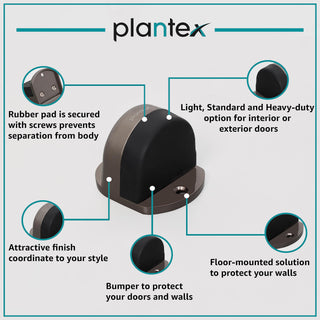 Plantex Premium Floor Mounted Door Buffer/Sound Dampening Rubber Buffer for Bed Room/Living Room/Kitchen/Bathroom Door – Pack of 1 (Satin Black)
