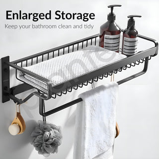 Plantex Aluminium Towel Holder in Bathroom/Towel Hanger/Hanger for Cloth/Bathroom Accessories (22 inch -Black)