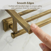 Plantex 304 Grade Stainless Steel Towel Rack/Towel Holder for Bathroom/Towel Hanger/Stand/Bathroom Accessories Set - Squaro (Brass Antique Finish)