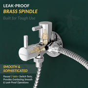 Plantex Brass Spindle 2 Way Angle Valve with Wall Flange and Teflon Tape/Angle Cocke for Bathroom/Water Tap-(Mks-1276-Chrome)