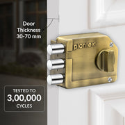 Plantex Tri-Bolt Lock for Main Door/Heavy Duty Door Lock with 4 Keys/Suitable on Single Door for Home/Office/Hotel - Pack of 1 (Brass Antique)
