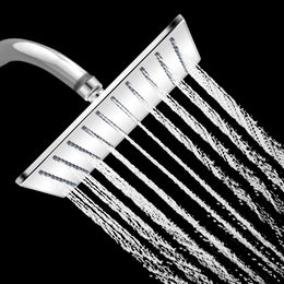 Plantex Stainless Steel Shower Head for Bathroom/8 x 8 inche Square Overhead Shower without Arm/Adjustable Bathroom Shower-(Elegance-Chrome)