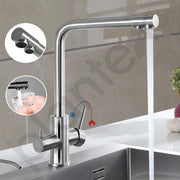 Plantex Pure Brass 3-in-1 Sink Mixer Tap Hot and Cold with Built-in RO Outlet/Mixer Tap for Bathroom with 360Ã‚Â° Swivel Spout/Kitchen Sink Tap-Chrome